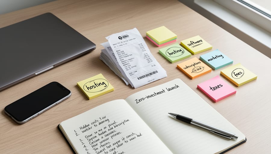 Close-up of a notebook and receipts with a smartphone on a desk representing hidden costs