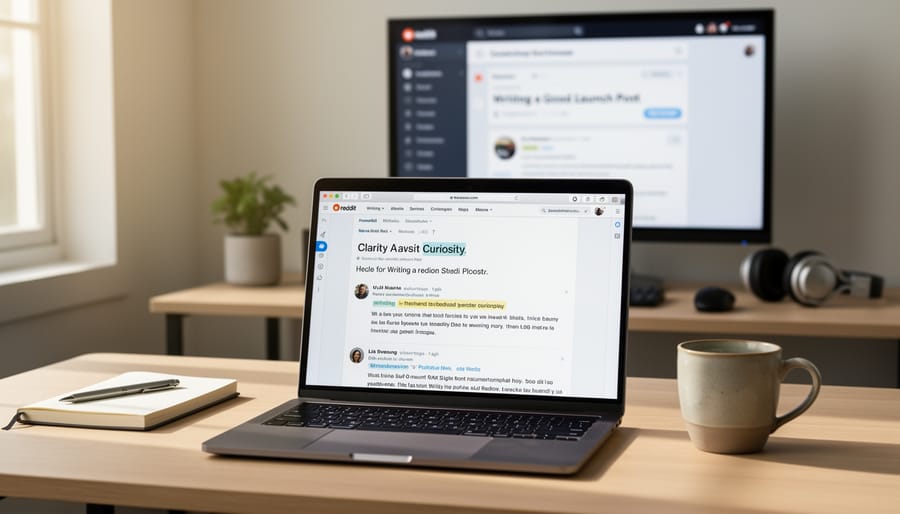 Close-up of blank paper and a keyboard on a desk representing writing a compelling Reddit launch post